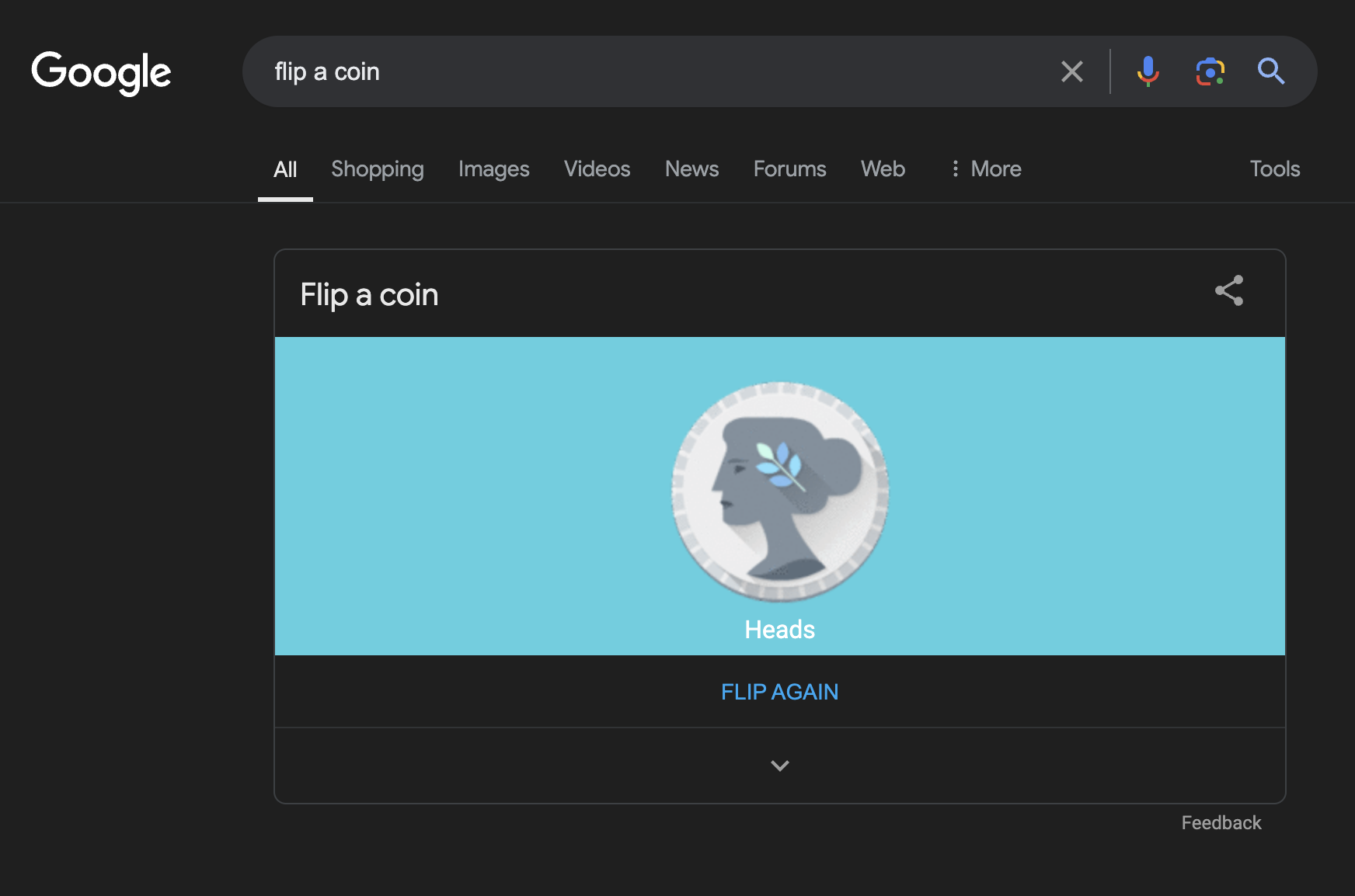 Google "flip a coin"